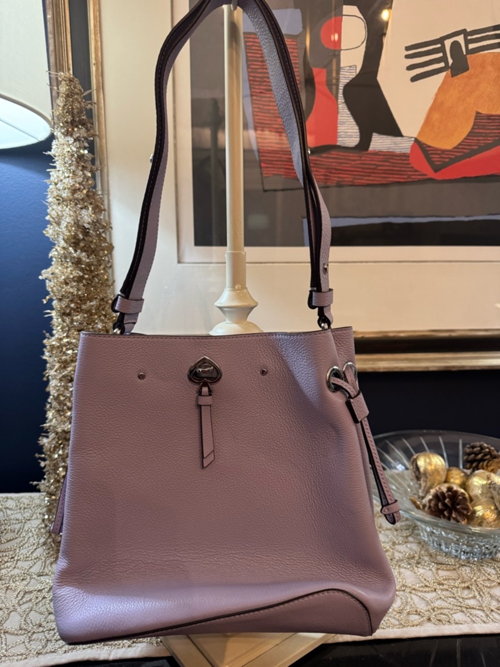 kate spade lavender pebbled leather shoulder bag
